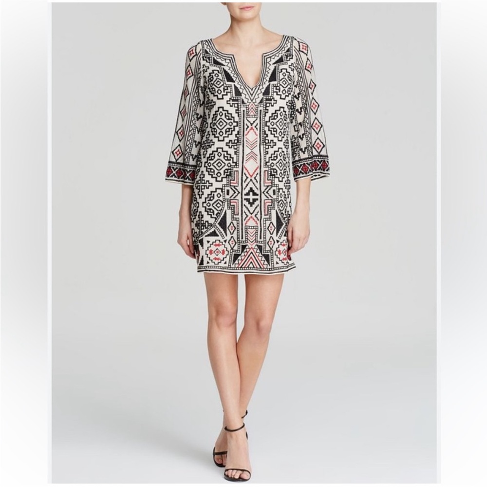 Alice + Olivia Lowell Tribal Embroidered Shift Dress Size small